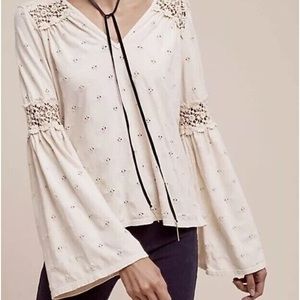 Anthropologie eyelet knit top S
